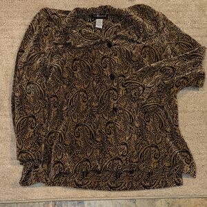 Sag-Harbor Brown Paisley Button-Up Top